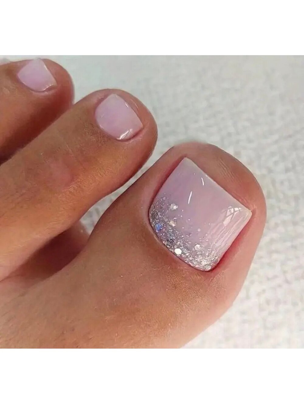 New - 24pcs Reusable - Radiant Taro Purple Sequin Press-On Toenails